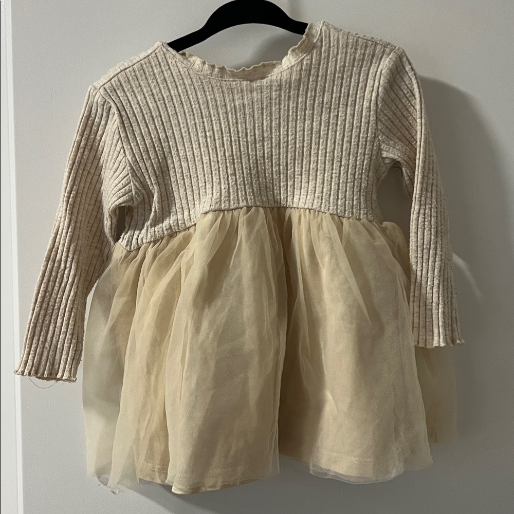 Zara Cream and Tan Kids Dress